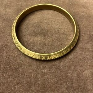 Vintage Etched Hearts Brass Bracelet Bangle